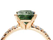 Solitaire Engagement Ring Setting for Fancy Green Princess Cut Center with Large Accents and Prong Head in Rose Gold