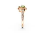 Bezel-Framed Halo Engagement Ring Setting for Fancy Yellow Heart-Shaped Center with Pave Band and Prong Head in Rose Gold