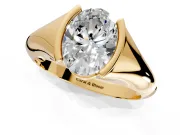 Tension Engagement Ring Setting for Oval Center with Wide Tapered Band and Tension Head in Yellow Gold