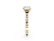 Solitaire Engagement Ring Setting for Asscher Cut Center with Large Accents and Prong Head in Yellow Gold