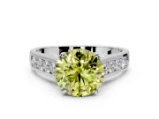 Solitaire Engagement Ring Setting for Fancy Yellow Round Cut Center with Cathedral Channel Band and Prong Head in Platinum