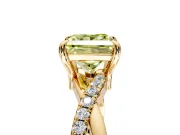 Solitaire Engagement Ring Setting for Fancy Yellow Princess Cut Center with Half-Pave Crossover Band and Prong Head in Yellow Gold