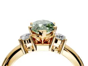 3 Stone Engagement Ring Setting for Fancy Green Marquise Center with Wide Plain Band and Prong Head in Yellow Gold