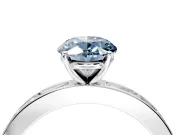 Solitaire Engagement Ring Setting for Fancy Blue Oval Center with Channel Baguette Band and Prong Head in Sterling Silver