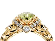 Solitaire Engagement Ring Setting for Fancy Yellow Pear-Shaped Center with Filigree Band and Prong Head in Yellow Gold