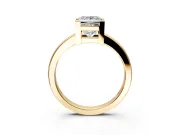 Solitaire Engagement Ring Setting for Princess Cut Center with Plain Band and Flat Tab Prong Head in Yellow Gold