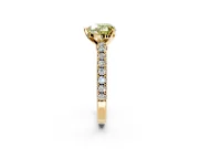 Solitaire Engagement Ring Setting for Fancy Yellow Heart-Shaped Center with Single Row Accent Band and Prong Head in Yellow Gold