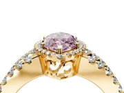 Halo Engagement Ring Setting for Fancy Pink Marquise Center with Wide-Open Pave Split Shank and Prong Head in Yellow Gold