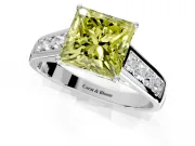 Solitaire Engagement Ring Setting for Fancy Yellow Princess Cut Center with Cathedral Channel Band and Prong Head in Platinum
