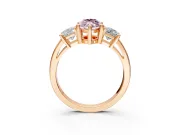 3 Stone Engagement Ring Setting for Fancy Pink Marquise Center with Matching Side Accents and Prong Head in Rose Gold