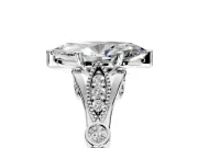 Solitaire Engagement Ring Setting for Marquise Center with Marquise and Bezel Accents and Prong Head in Sterling Silver