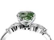 Solitaire Engagement Ring Setting for Fancy Green Cushion Cut Center with Marquise Accent Twist Band and Prong Head in Sterling Silver