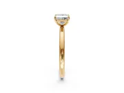 Low-Set Solitaire Engagement Ring Setting for Princess Cut Center with Thin Plain Band and Prong Head in Yellow Gold