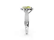 Halo Engagement Ring Setting for Fancy Yellow Pear-Shaped Center with Square Band and Prong Head in Sterling Silver