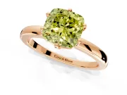Solitaire Engagement Ring Setting for Fancy Yellow Cushion Cut Center with Plain Band and Tulip Prong Head in Rose Gold
