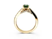 Solitaire Engagement Ring Setting for Fancy Green Emerald Cut Center with Crossover Accents and Prong Head in Yellow Gold