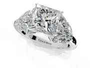 Leaf Cluster Engagement Ring Setting for Princess Cut Center with Marquise Accents and Prong Head in Platinum