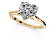 Solitaire Engagement Ring Setting for Heart-Shaped Center with Narrow Cathedral Band and Prong Head in Yellow Gold