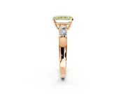 5 Stone Engagement Ring Setting for Fancy Yellow Radiant Cut Center with Plain Band and Prong Head in Rose Gold