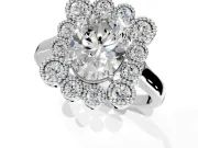 Cluster Halo Engagement Ring Setting for Oval Center with Milgrain Bezel Accents and Prong Head in Platinum