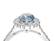 Milgrain Floral Halo Engagement Ring Setting for Fancy Blue Marquise Center with Pave Band and Prong Head in Sterling Silver
