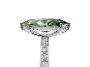 Hidden Halo Engagement Ring Setting for Fancy Green Marquise Center with Pave Band and Prong Head in Sterling Silver