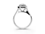 Halo Engagement Ring Setting for Radiant Cut Center with Square Band and Prong Head in Sterling Silver