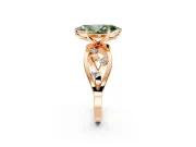 Solitaire Engagement Ring Setting for Fancy Green Marquise Center with Criss-Cross Accent Band and Prong Head in Rose Gold