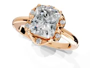 Floral Frame Engagement Ring Setting for Radiant Cut Center with Accent Clusters and Prong Head in Rose Gold