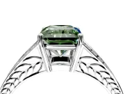 Split Shank Engagement Ring Setting for Fancy Green Radiant Cut Center with Pave Split Shank and Prong Head in Sterling Silver