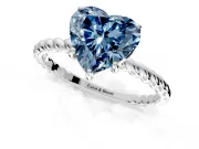 Solitaire Engagement Ring Setting for Fancy Blue Heart-Shaped Center with Plain Twisted Rope Band and Prong Head in Sterling Silver