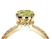 Solitaire Engagement Ring Setting for Fancy Yellow Cushion Cut Center with Raised Channel Band and Prong Head in Yellow Gold