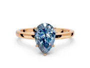 Hidden Halo Engagement Ring Setting for Fancy Blue Pear-Shaped Center with Plain Band and Tall Prong Head in Rose Gold