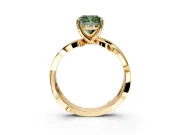 Solitaire Engagement Ring Setting for Fancy Green Cushion Cut Center with Pave and Plain Crossover Band and Prong Head in Yellow Gold