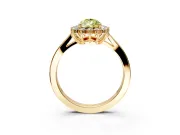 Starburst Halo Engagement Ring Setting for Fancy Yellow Pear-Shaped Center with Flat Cathedral Band and Prong Head in Yellow Gold
