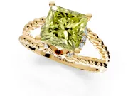 Halo Engagement Ring Setting for Fancy Yellow Princess Cut Center with Rope Twist Split Shank and Prong Head in Yellow Gold