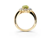 Small-Accent Cluster Halo Engagement Ring Setting for Fancy Yellow Radiant Cut Center with Plain Band and Prong Head in Yellow Gold