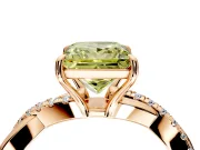 Crossover Engagement Ring Setting for Fancy Yellow Princess Cut Center with Pave and Plain Strands and Prong Head in Rose Gold