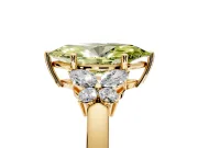 Solitaire Engagement Ring Setting for Fancy Yellow Marquise Center with Marquise Flower Shoulders and Prong Head in Yellow Gold