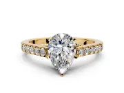 Solitaire Engagement Ring Setting for Pear-Shaped Center with Crossover Accents and Prong Head in Yellow Gold