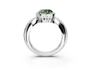 Halo Engagement Ring Setting for Fancy Green Heart-Shaped Center with Tapered Plain Band and Prong Head in White Gold