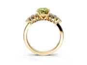 Cluster Engagement Ring Setting for Fancy Yellow Radiant Cut Center with 2-Row Shoulder Clusters and Prong Head in Yellow Gold
