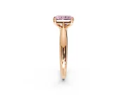 Solitaire Engagement Ring Setting for Fancy Pink Radiant Cut Center with Reverse Tapered Band and Prong Head in Rose Gold