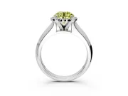 Halo Engagement Ring Setting for Fancy Yellow Round Cut Center with Knife Ridge Cathedral Band and Prong Head in Platinum