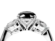 3 Stone Engagement Ring Setting for Fancy Black Oval Center with Large Pear-Shaped Accents and Prong Head in White Gold