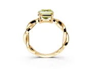 Solitaire Engagement Ring Setting for Fancy Yellow Asscher Cut Center with Twisted Pave Band and Prong Head in Yellow Gold