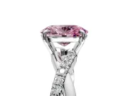 Crossover Engagement Ring Setting for Fancy Pink Oval Center with Pave and Plain Strands and Prong Head in Platinum