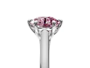 Solitaire Engagement Ring Setting for Fancy Pink Round Cut Center with Cathedral Band and Prong Head in Platinum