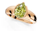 Tension Engagement Ring Setting for Fancy Yellow Pear-Shaped Center with Wide Flat Band and Tension Head in Rose Gold