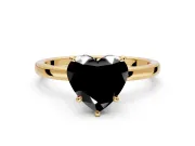 Hidden Halo Engagement Ring Setting for Fancy Black Heart-Shaped Center with Plain Band and Tall Prong Head in Yellow Gold